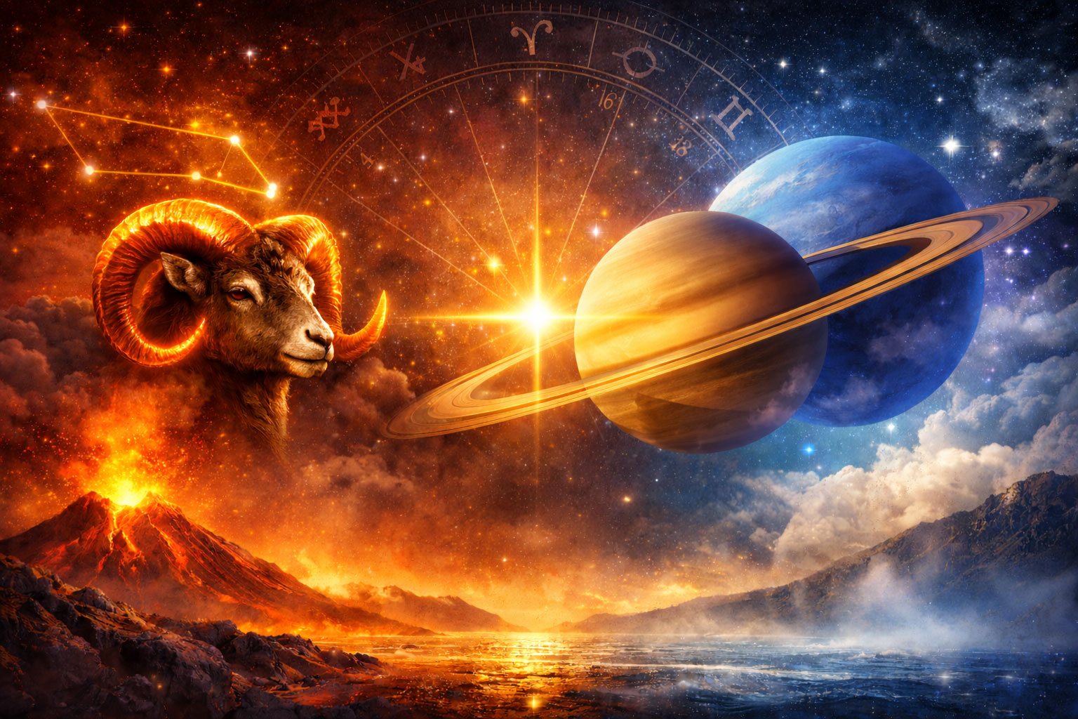 Neptun in Widder und Saturn-Neptun-Konjunktion in Widder 2026